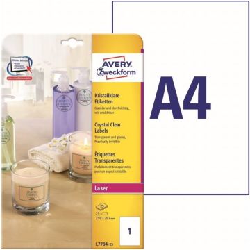 Photo Étiquettes adhésives résistantes - 210 x 297 mm - Transparent AVERY