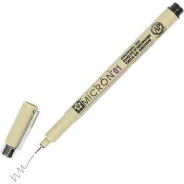 Photo Stylo feutre à pointe fine - 0,25 mm - Noir : SAKURA Pigma Micron 01