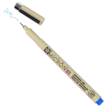 Photo Stylo feutre à pointe fine - 0,35 mm - Bleu : SAKURA Pigma Micron 03 (XSDK0336)