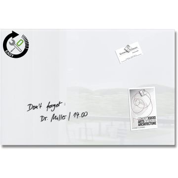 SIGEL GL121 : Tableau magnétique en verre - 600 x 400 mm - Blanc