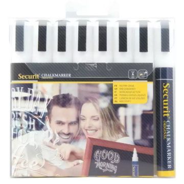 Feutre à craie liquide 2 - 6 mm - Blanc : SECURIT Lot de 8 Image