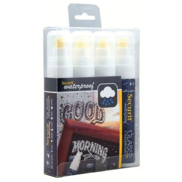 Feutre à craie liquide Waterproof 7 - 15 mm - Blanc : SECURIT Lot de 4 Image