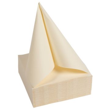 Serviettes de table Cocktail - 200 x 200 mm - Ivoire : PRO NAPPE Lot de 50 image