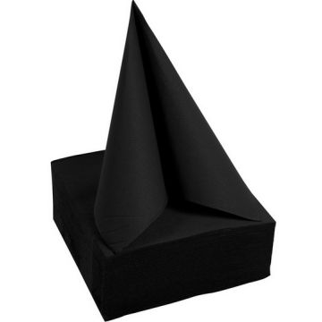 Serviettes de table Cocktail - 200 x 200 mm - Noir : PRO NAPPE Lot de 50 image
