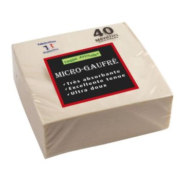 Serviettes de table Micro-Gaufrées - 380 x 380 mm - Ivoire PRO NAPPE Lot de 40 image