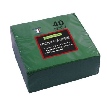 Serviettes de table Micro-Gaufrées - 380 x 380 mm -Vert Sapin : PRO NAPPE Lot de 40 image