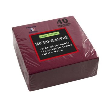 Serviettes de table Cocktail - 380 x 380 mm - Bordeaux PRO NAPPE Lot de 40 image