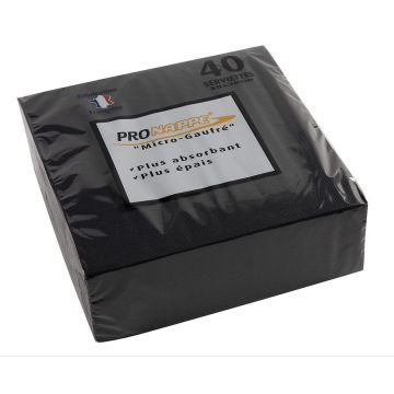 Serviettes de table Micro-Gaufrées - 380 x 380 mm - Noir PRO NAPPE Lot de 40 - image