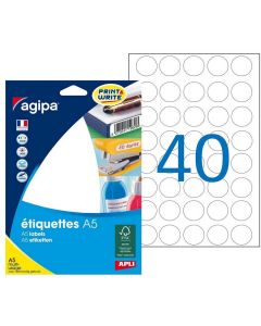 Pastilles adhésives rondes - 24 mm - Blanc AGIPA Lot de 640
