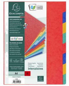 Jeu de 8 Intercalaires A4 en carte lustrée - Assortiment EXACOMPTA Modèle