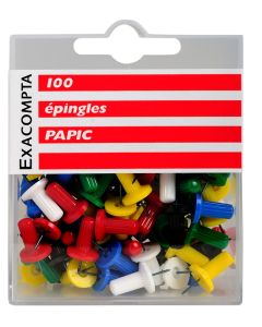 Boite de 100 punaises - Assortiment (Exacompta Papic 14996E : Fourniture de bureau)