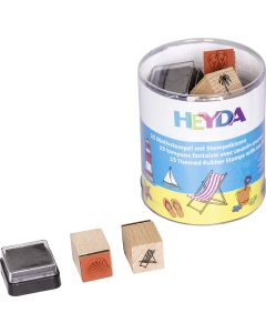 Kit de 15 timbres en bois à motifs - Vacances : HEYDA Photo