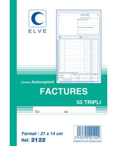 FACTURES  Carnet autocopiant Tripli - 210 x 140 mm ELve 2122