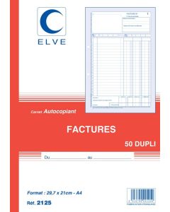 FACTURES : Carnet autocopiant Dupli - 297 x 210 mm 2125 Elve