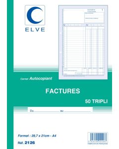 FACTURES : Carnet autocopiant Dupli - 297 x 210 mm 2125 Elve