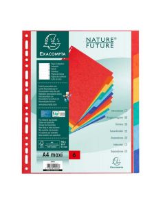 Jeu de 6 Intercalaires A4 maxi en carte lustrée rigide - Assortiment EXACOMPTA