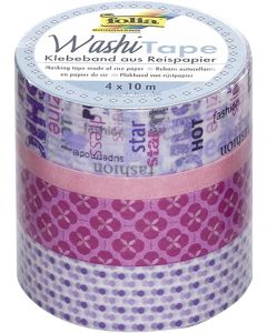 Ruban décoratif autocollant - Rêve de gamine : FOLIA Washi Tape Lot de 4 Visuel
