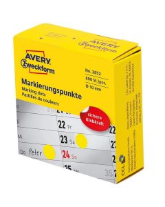 Pastilles adhésives rondes- 10 mm - Jaune : AVERY Image