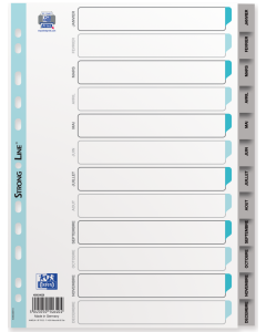Jeu de 12 Intercalaires mensuels en plastique - 210 x 297 mm OXFORD