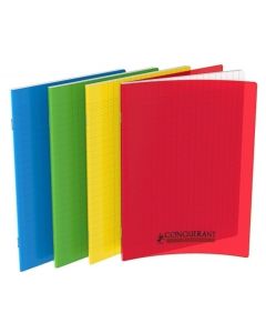 Cahier 96 pages Grands carreaux - 170 x 220 mm - Polypro Assortiment CONQUERANT