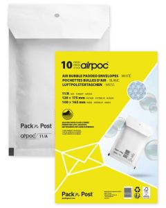 Lot de 10 Pochettes d'expédition matelassées - Blanc - 120 x 175 mm : MAIL MEDIA Visuel