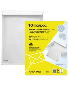 Lot de 10 Pochettes d'expédition matelassées - Blanc - 370 x 480 mm : MAIL MEDIA Visuel