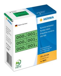 Etiquettes à triple numérotation - Noir Vert HERMA 4805