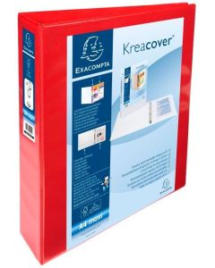 Classeur personnalisable 4 anneaux avec 2 Pochettes - Rouge -  Dos de 64 mm EXACOMPTA Image