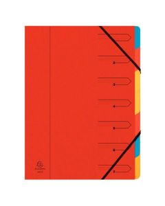 Trieur avec élastiques - 7 compartiments - Rouge (EXACOMPTA 54075E : Classement)