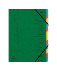 54123E EXACOMPTA : Trieur avec élastiques - 12 compartiments - Vert