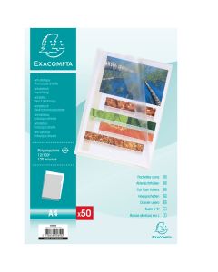 5850E EXACOMPTA  : Lot de pochettes à coins A4 - PP12 Cristal transparent (Classement)