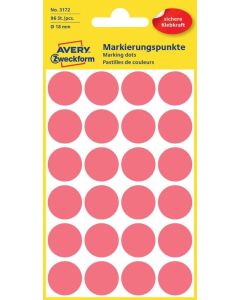 AVERY Lot de 96 pastilles adhésives 18 mm - Rouge fluo