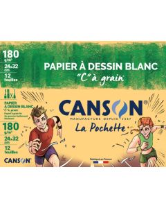 Papier à dessin Blanc C à grain 180 g - 32 x 24 cm CANSON Pochette de 12