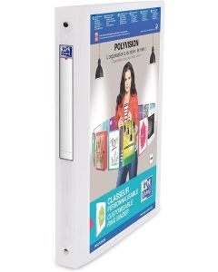 Classeur personnalisable 4 anneaux Polyvision - Dos 30 mm Incolore OXFORD