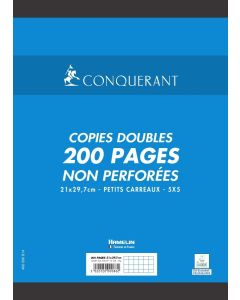 Lot de 200 pages - Copies doubles perforées Grands carreaux - 210 x 297 mm : CONQUERANT SEPT Visuel