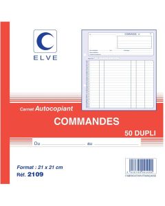 COMMANDES ELVE 2109  : Carnet autocopiant Dupli - 210 x 210 mm