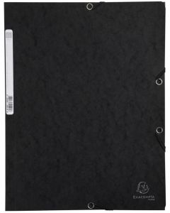 Chemise à élastiques 3 rabats Carte lustrée 400g - Noir : EXACOMPTA Image