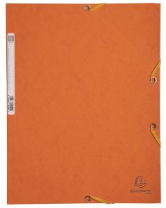 Chemise à élastiques 3 rabats Carte lustrée 400g - Orange : EXACOMPTA Image