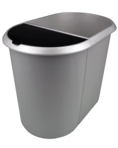 Poubelle en plastique - Duo System - Argent/Noir HELIT
