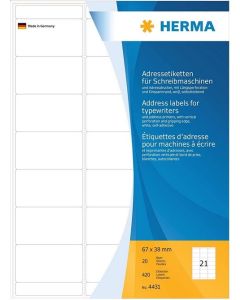 Étiquettes Adresses blanches - 67 x 38 mm HERMA 4431