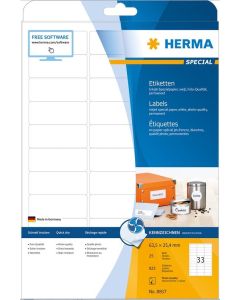 Étiquettes adhésives Jet d'Encre - 63,5 x 25,4 mm. - Blanc HERMA 8837