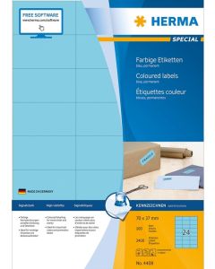 4408 HERMA : Étiquettes adhésives - Multi-usages - 70,0 x 37,0 mm - Bleu