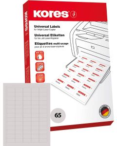Étiquettes adhésives blanches 38 x 21,2 mm : KORES L3821 Lot de 6500