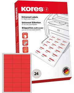 Lot de 2400 étiquettes adhésives - Rouge - 70 x 37 mm : KORES modèle
