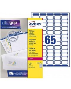 Mini-étiquettes - 38,1 x 21,2 mm - Blanc : AVERY L7651-25 photo