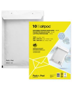Lot de 10 Pochettes d'expédition matelassées - Blanc - 200 x 275 mm : MAIL MEDIA Visuel