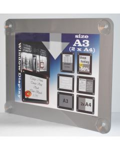 Porte Affiche à ventouses - A3 - 297 x 420 mm - Gris SECURIT (PFW-A3-GY)