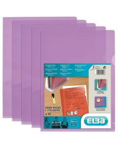 Photo Lot de 10 pochettes à coins A4 -  Violet ELBA 100206711