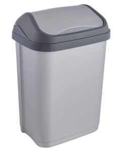 Photo Poubelle avec couvercle - 10 litres - Argent/Anthracite KEEEPER Swantje