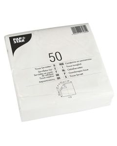 Lot de 50 Serviettes en papier 2 couches - Blanc PAP STAR Image